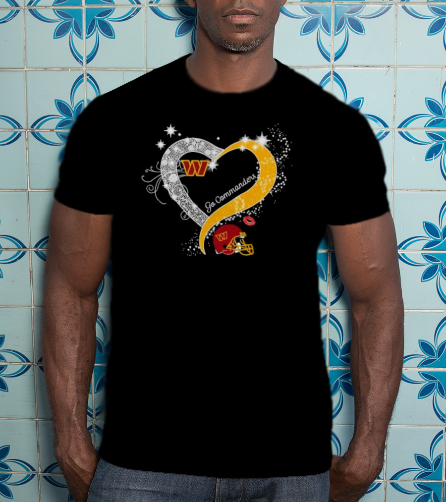 Hearts Washington Commanders Go Commanders Stars Helmet Football T-Shirt