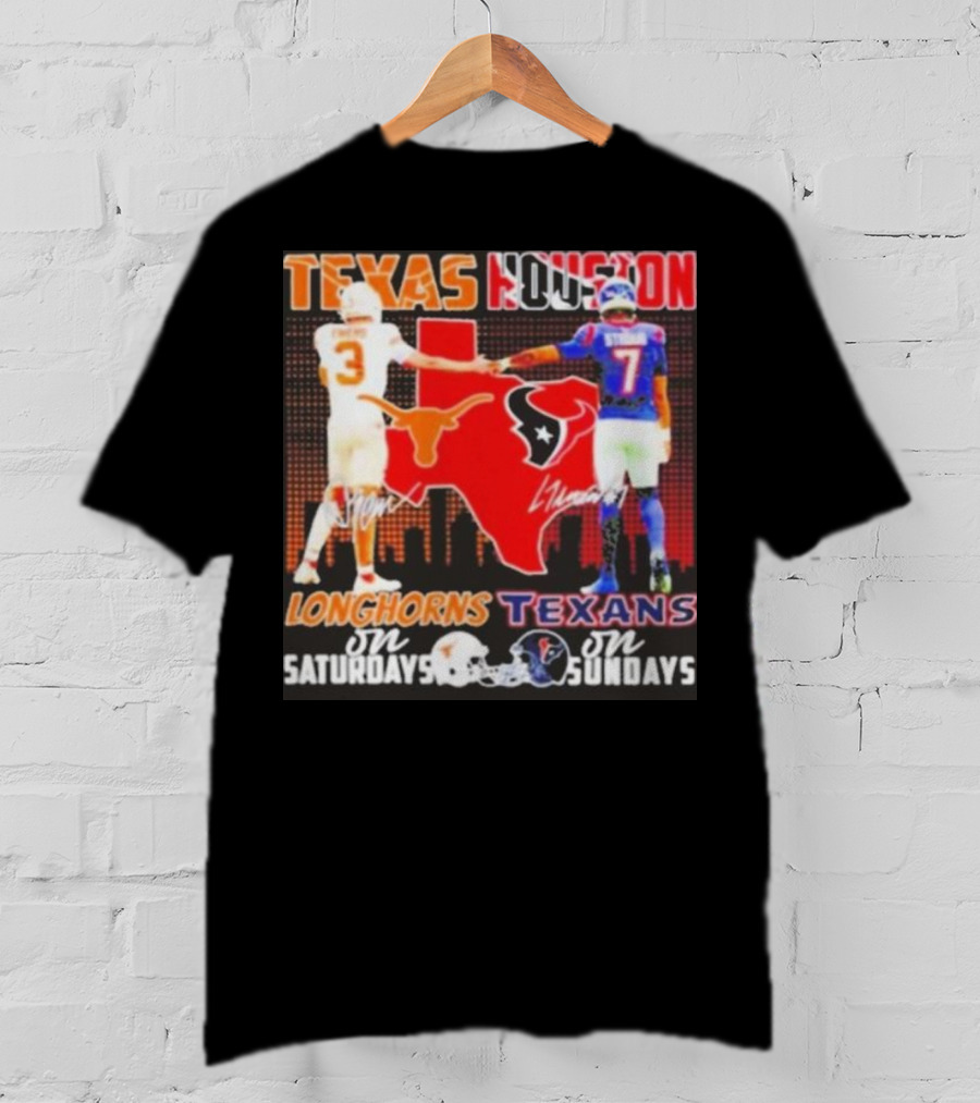 Texas Longhorns Longhorns On Saturdays Texans On Sundays T-Shirt