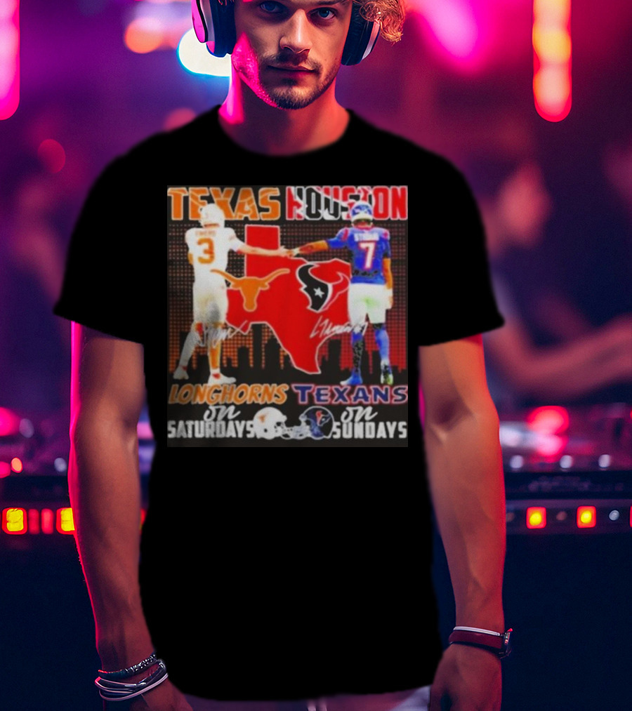 Texas Longhorns Longhorns On Saturdays Texans On Sundays T-Shirt