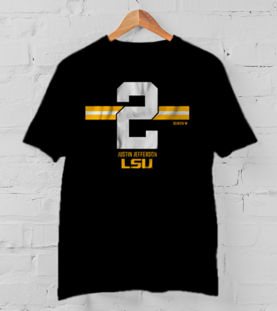 LSU Football Justin Jefferson 2 Stripe Number LSU T-Shirt