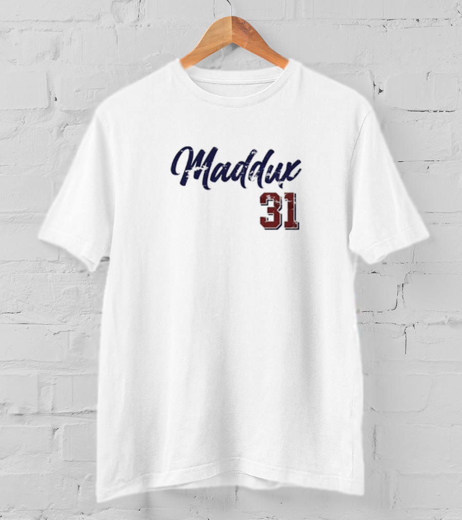 Greg Maddux 31 Chicago Baseball Script T-Shirt