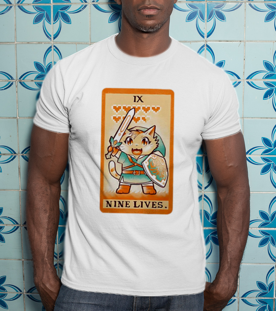 Nine Lives Tarot Cat IX Link The Legend Of Zelda T-Shirt