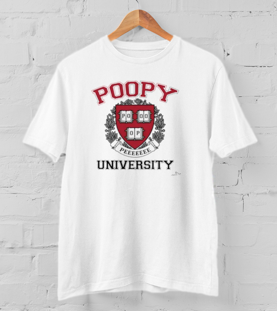 Poopy Peeeeeee Parody University Crest Shield Emblem T-Shirt