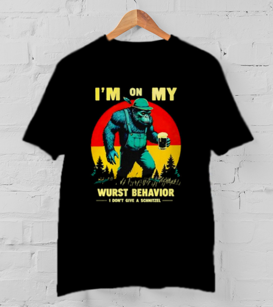 I'm On My Wurst Behavior I Don't Give A Schnitzel German Beer Wurst Funny Oktoberfest Retro T-Shirt
