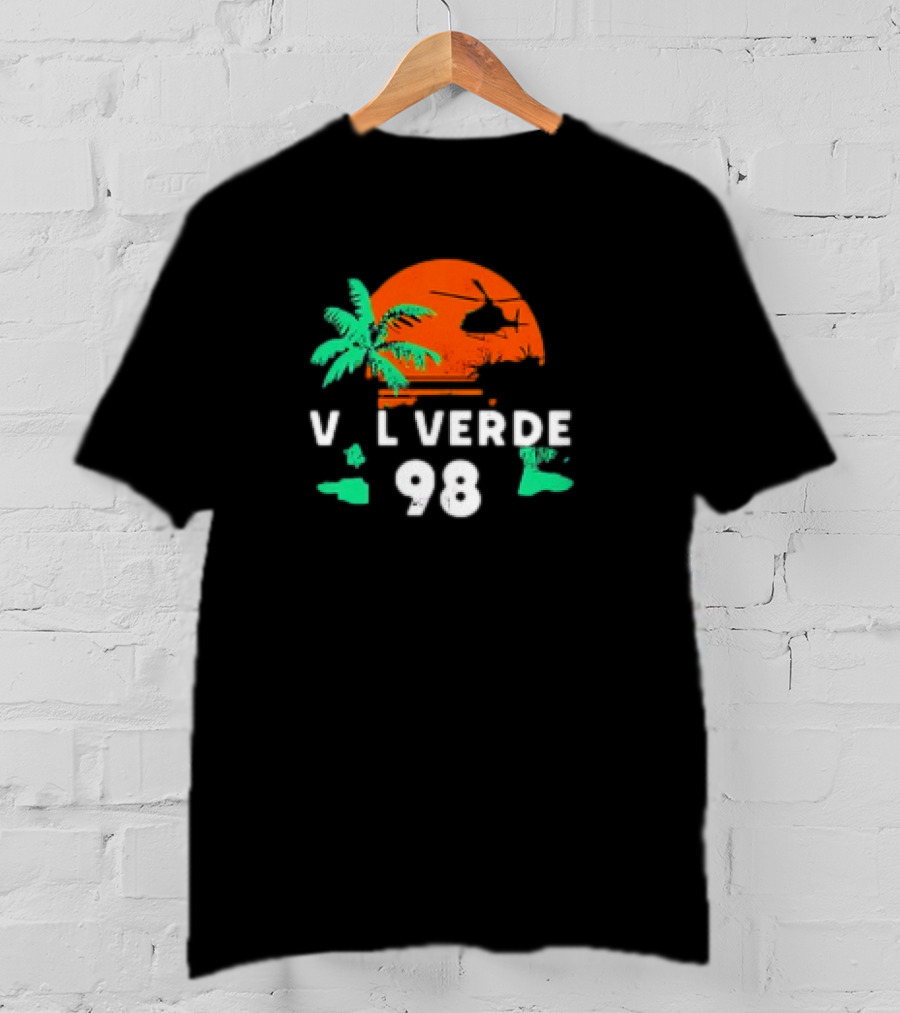 Val Verde 98 Retro Palm And Helicopter Sunset T-Shirt