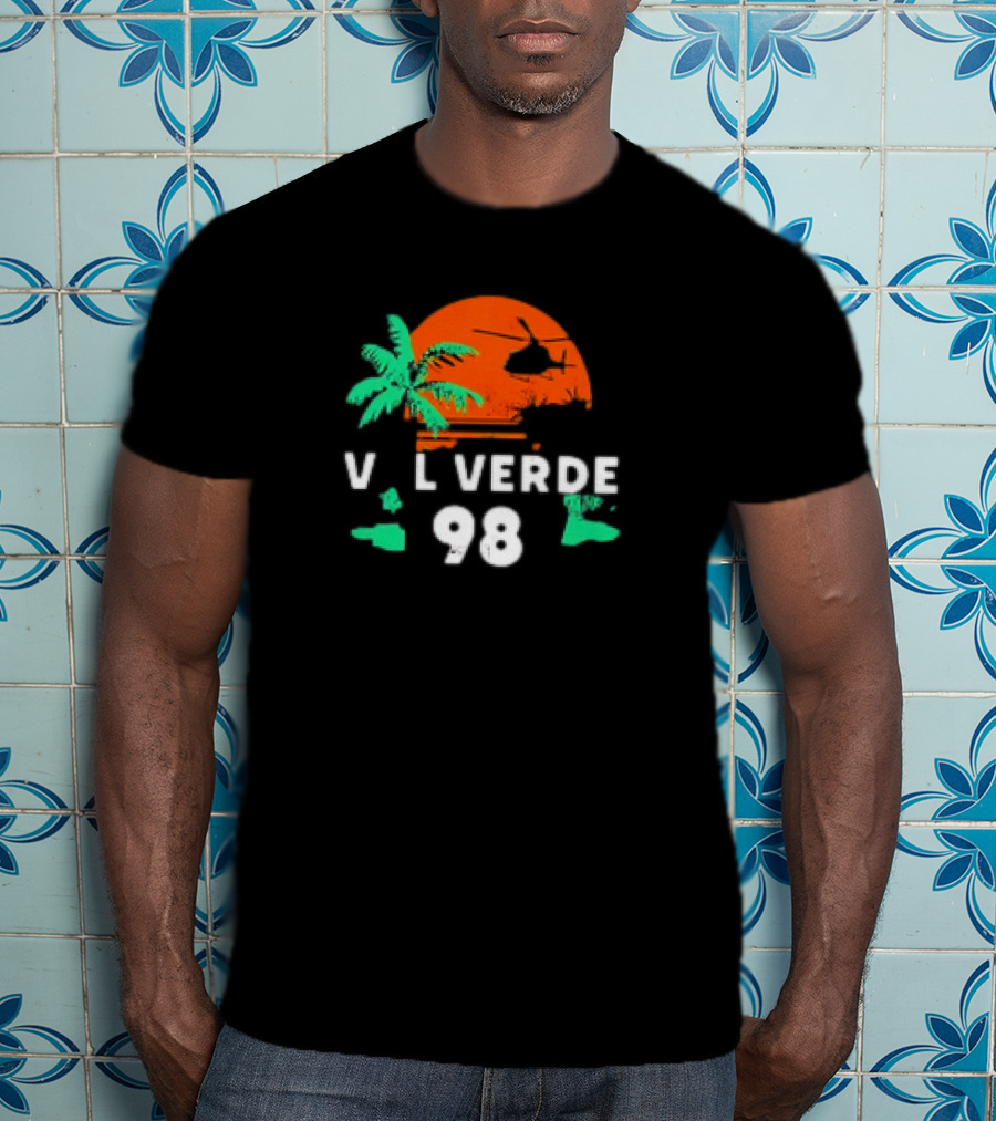 Val Verde 98 Retro Palm And Helicopter Sunset T-Shirt