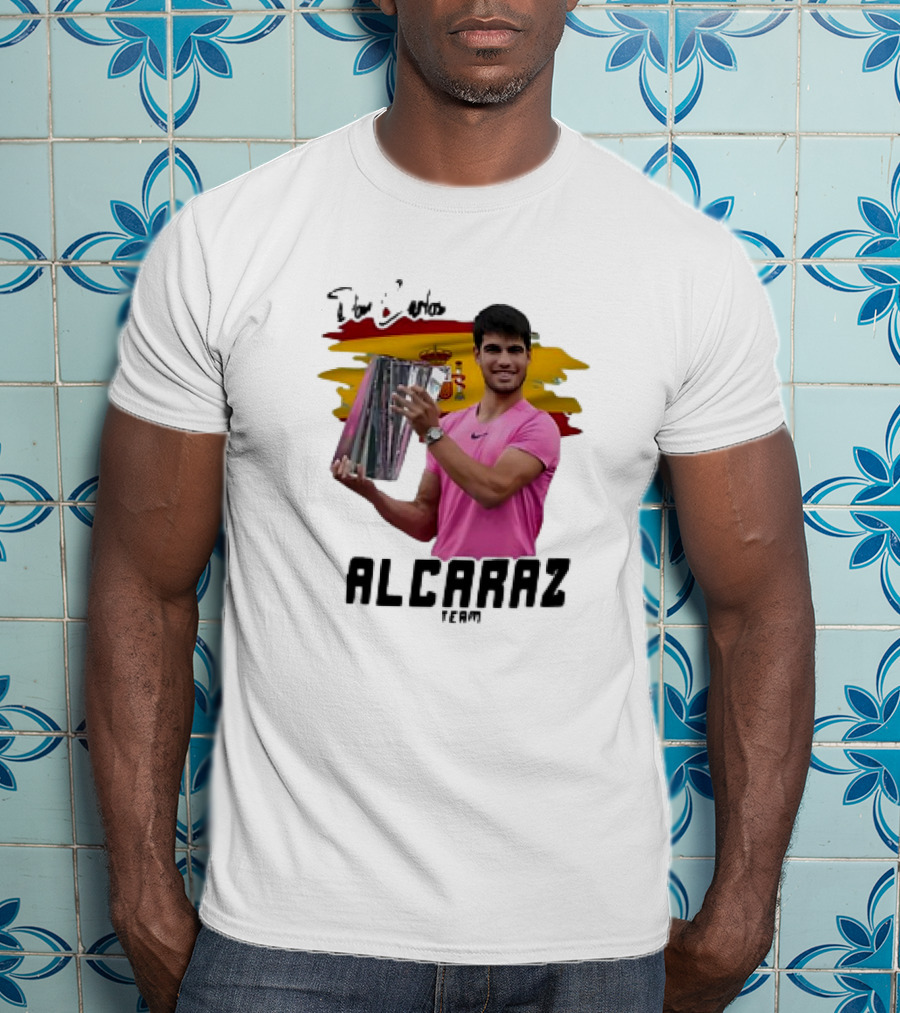 Don Carlos Alcaraz Team With Trophy And Spanish Flag T-Shirt