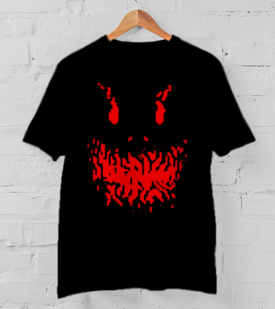 Scary Red Pixelated Joker Face T-Shirt