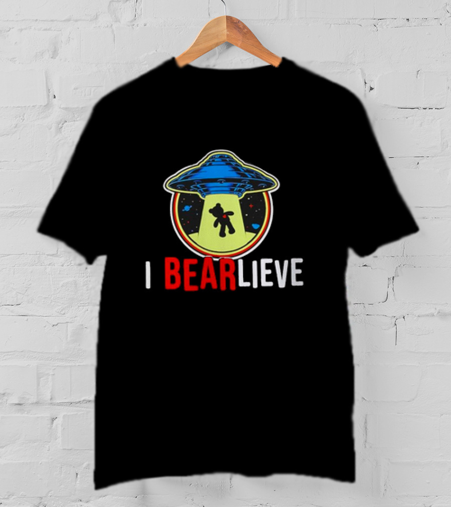 UFO I BEARlieve Alien Abduction Bear Spaceship T-Shirt