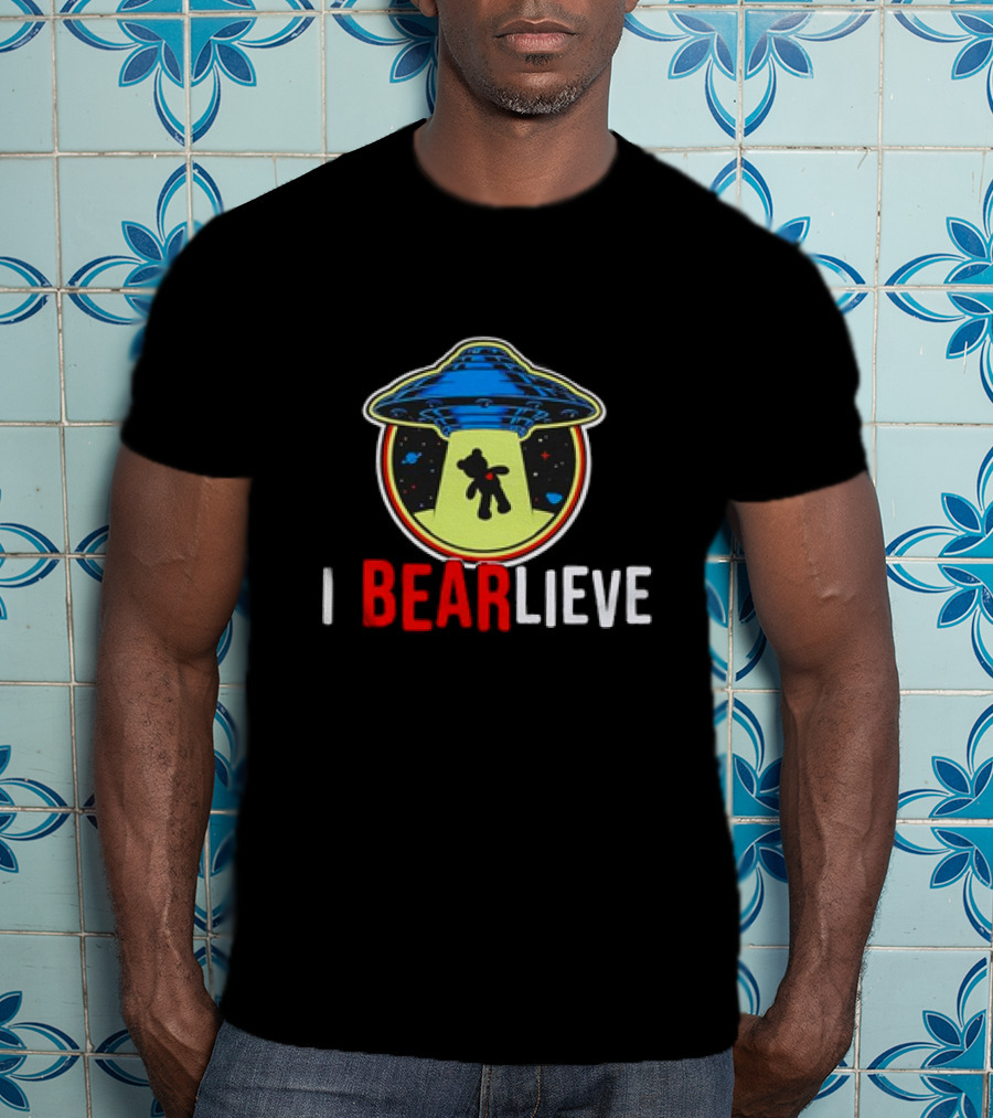 UFO I BEARlieve Alien Abduction Bear Spaceship T-Shirt