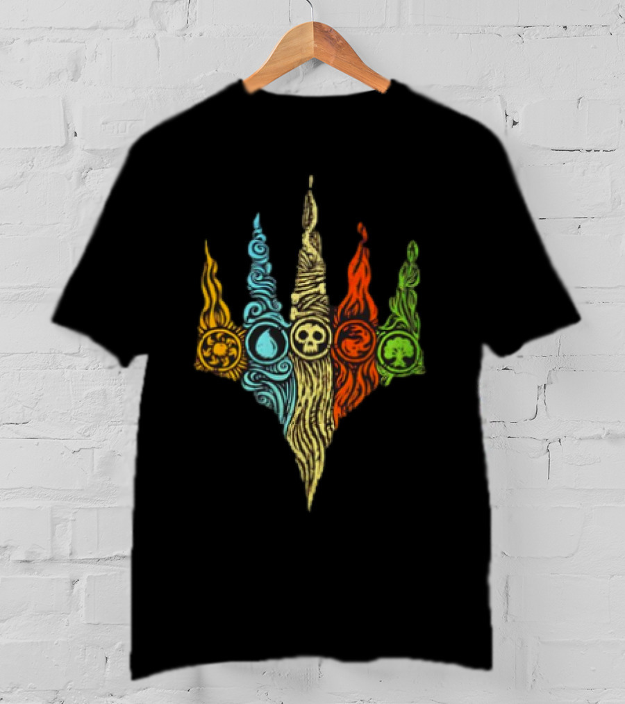 Magic The Gathering Five Mana Symbols Doodle T-Shirt