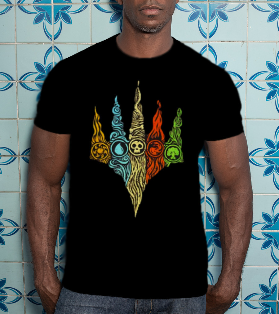 Magic The Gathering Five Mana Symbols Doodle T-Shirt