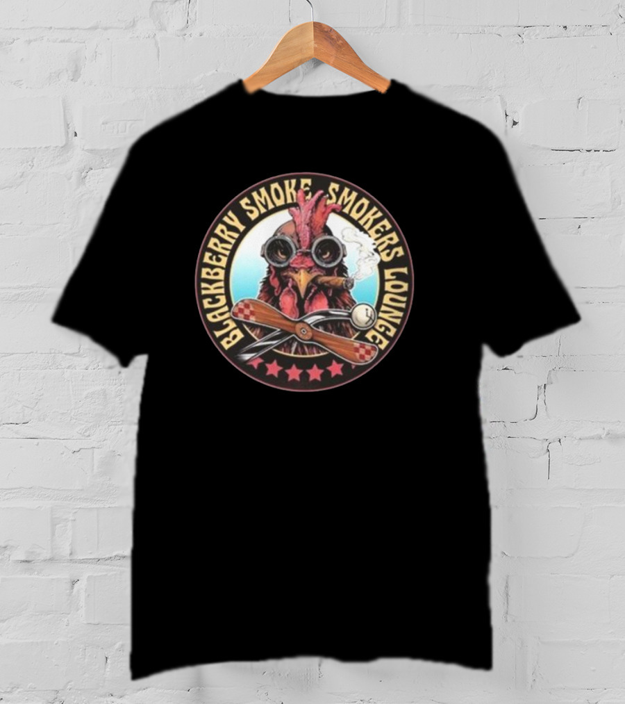 Blackberry Smoke Smokers Lounge Rooster With Cigar And Aviator Goggles T-Shirt
