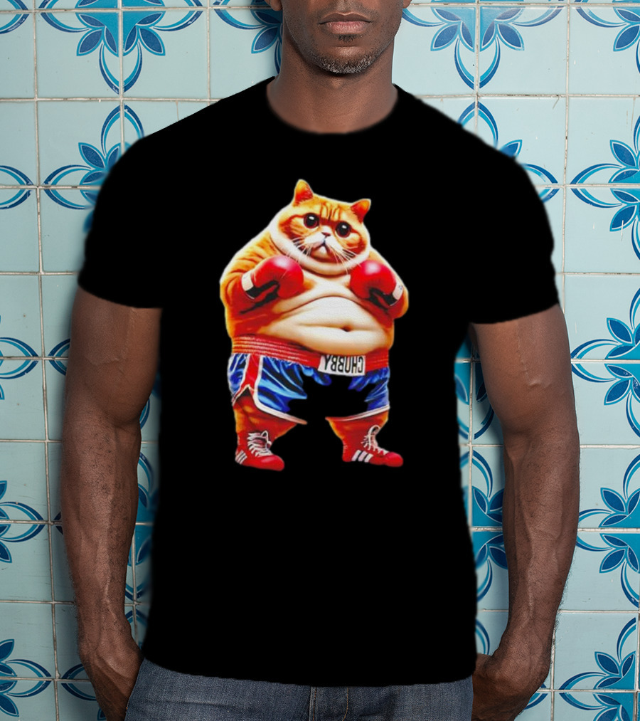 Boxing Gym Anime Meme Cat With Gloves And Chunky Shorts T-Shirt