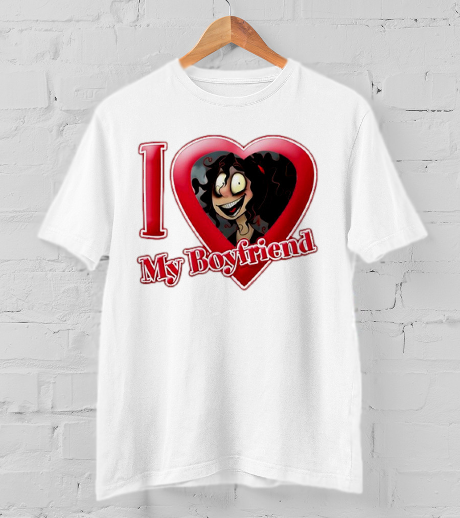 I Love My Boyfriend Heart Cartoon Face T-Shirt
