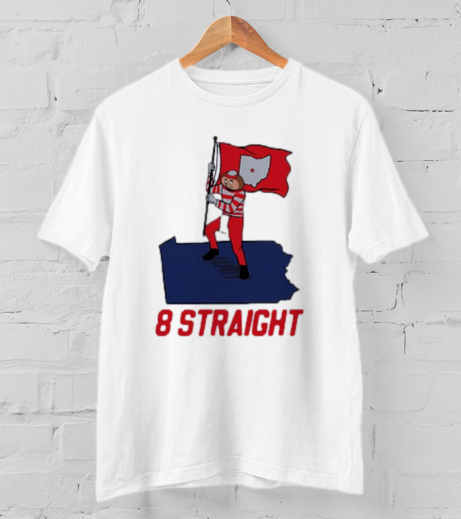 Ohio State Buckeyes Brutus Holding Flag 8 Straight T-Shirt