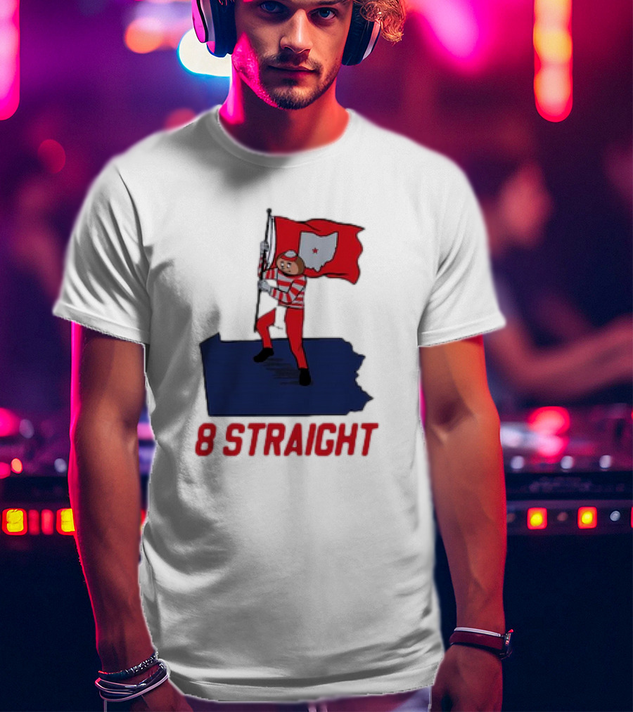 Ohio State Buckeyes Brutus Holding Flag 8 Straight T-Shirt