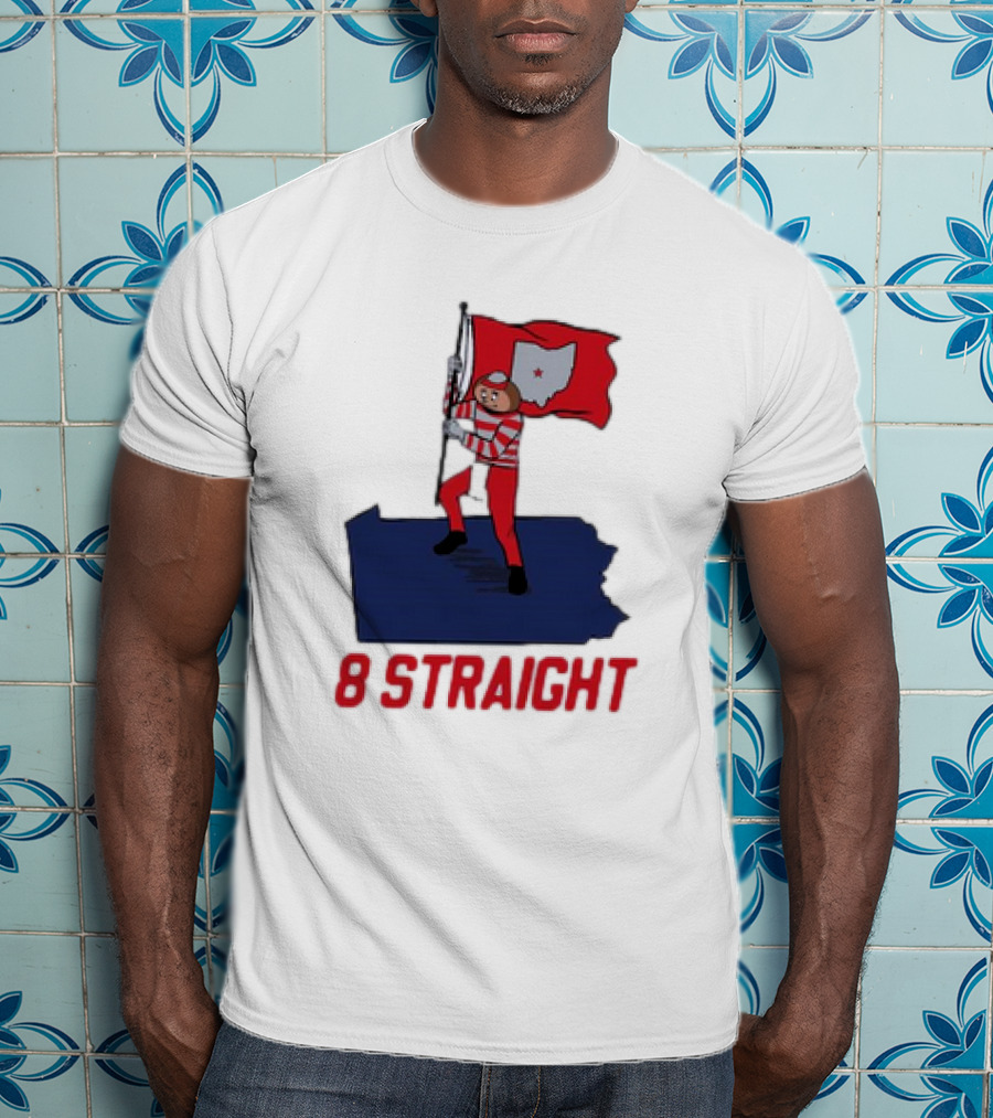 Ohio State Buckeyes Brutus Holding Flag 8 Straight T-Shirt