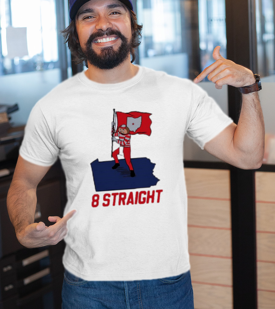 Ohio State Buckeyes Brutus Holding Flag 8 Straight T-Shirt