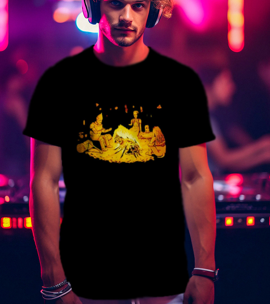 Cisco Ramon Campfire Wizard Of Oz Characters Marshmallow Roasting Scene T-Shirt