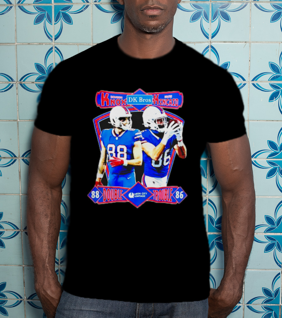 Dawson Knox Dalton Kincaid DK Bros Double Trouble 88 86 Buffalo Bills Vintage T-Shirt