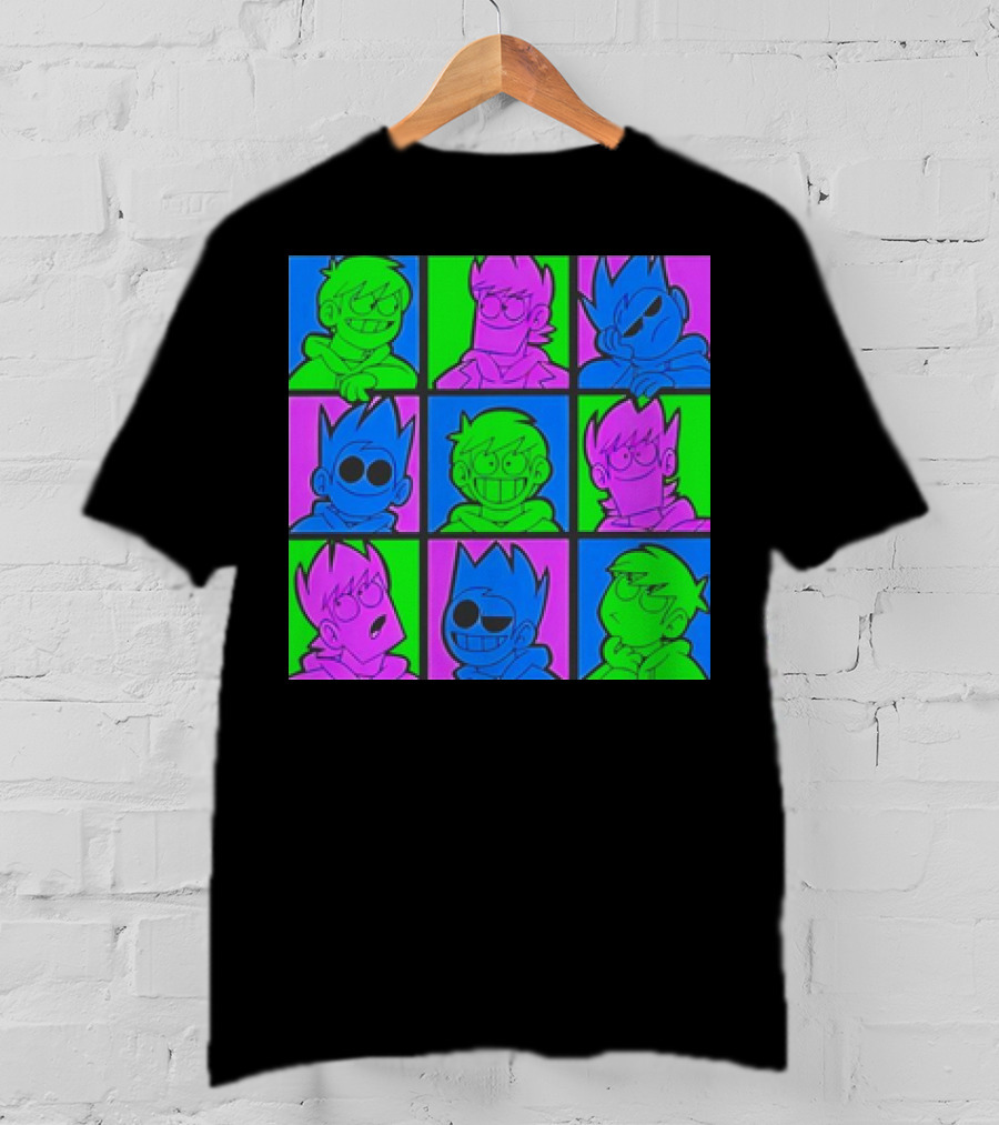 Eddsworld Sharkrobot Colorful Cartoon Characters 9-Panel Grid Pop T-Shirt
