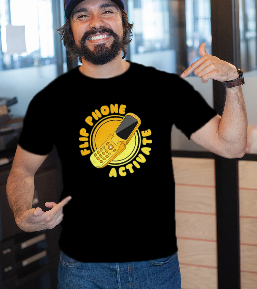 Flip Phone Activate Nostalgic Yellow Flip Mobile T-Shirt
