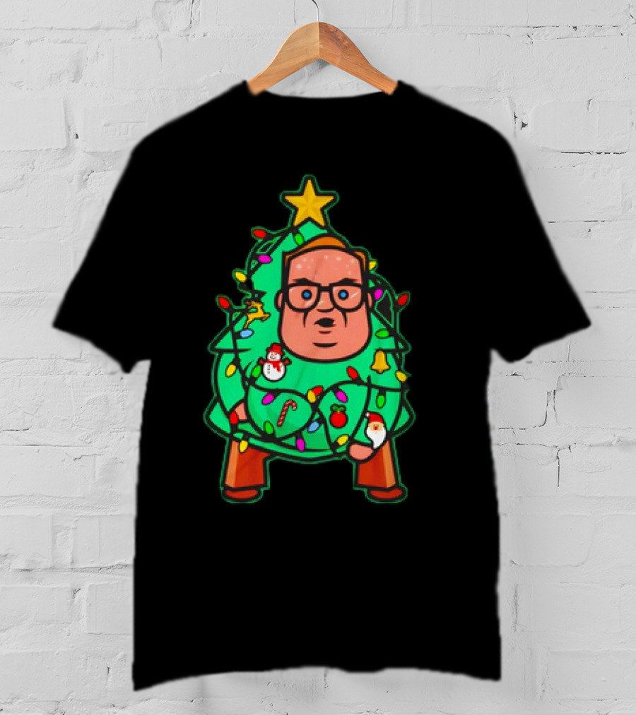 Foley Christmas Tree Lights Cartoon Character With Star And Decorated Ornaments T-Shirt