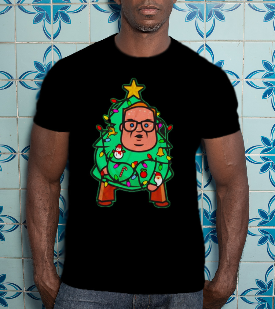Foley Christmas Tree Lights Cartoon Character With Star And Decorated Ornaments T-Shirt