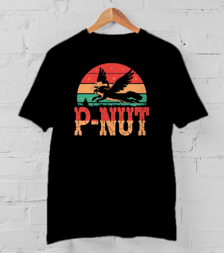 Retro Vintage P-Nut Squirrel With Hat And Wings Justice For Peanut T-Shirt