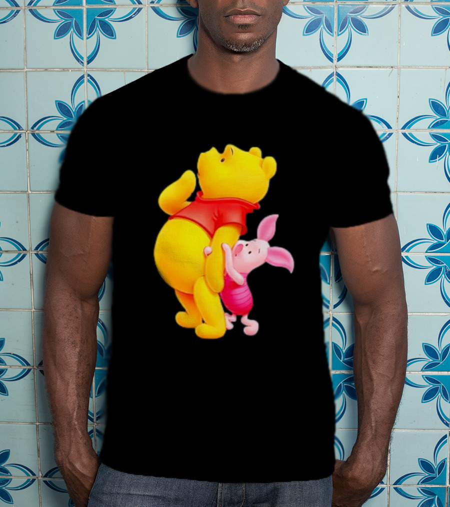 Winnie The Pooh And Piglet Best Friends Forever Hugging Playful Moment T-Shirt
