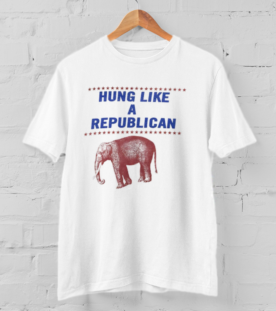 Hung Like A Republican Elephant Star Border T-Shirt