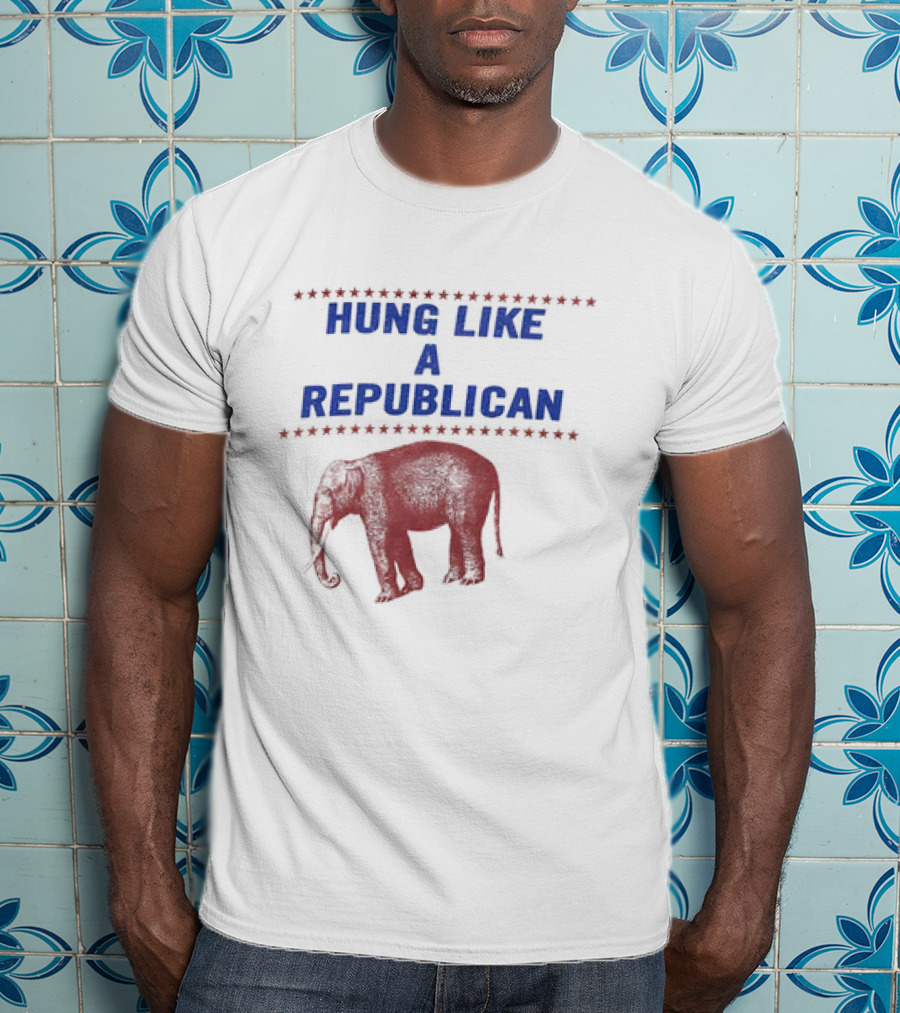 Hung Like A Republican Elephant Star Border T-Shirt