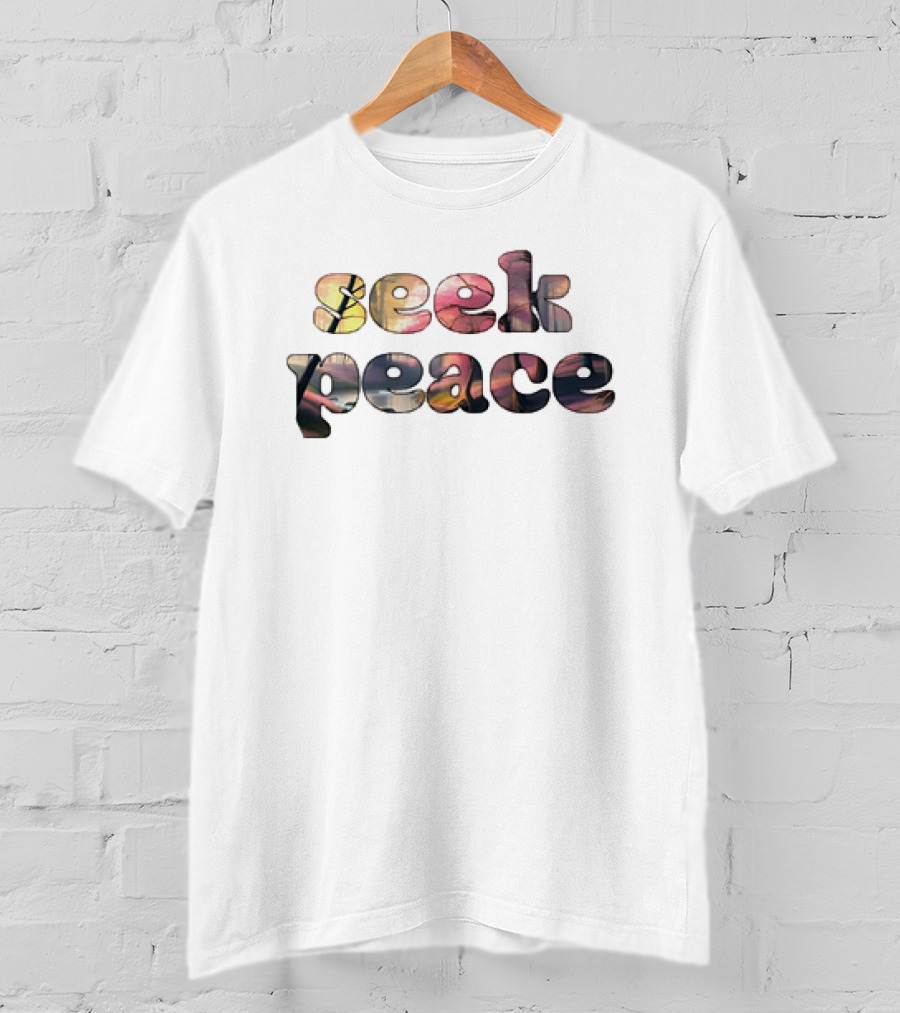 Seek Peace Classic Bohemian Colorful Lettering T-Shirt