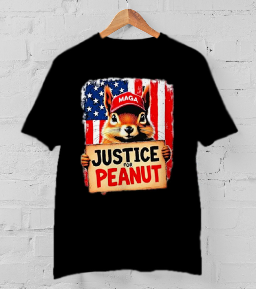 Justice For Peanut The Squirrel MAGA American Flag T-Shirt