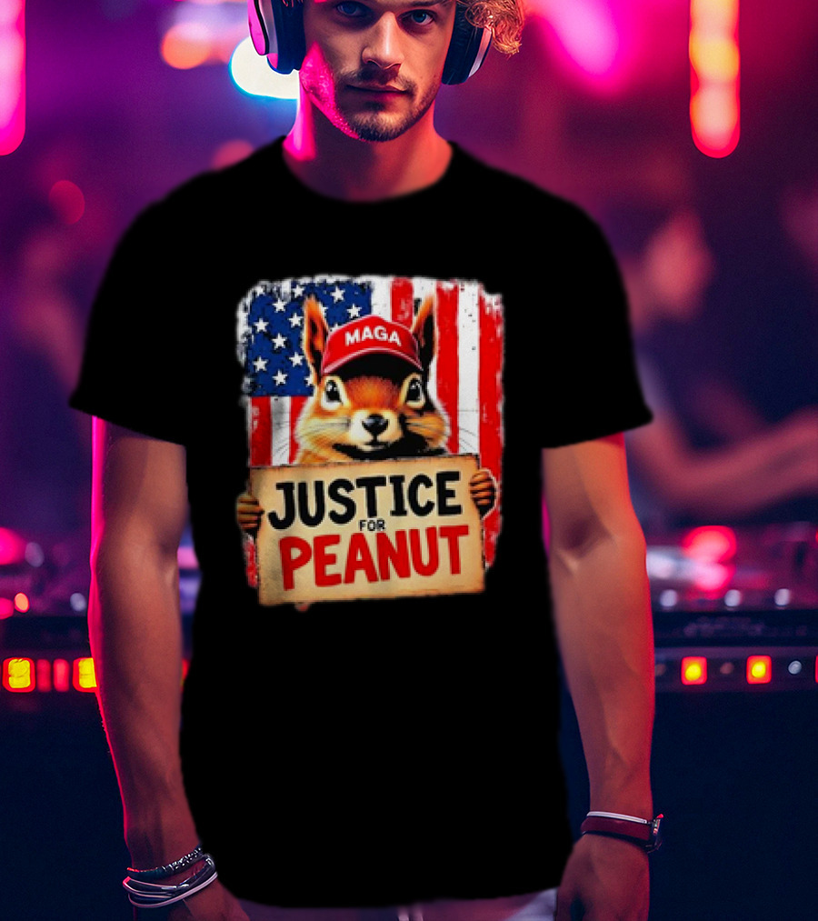 Justice For Peanut The Squirrel MAGA American Flag T-Shirt
