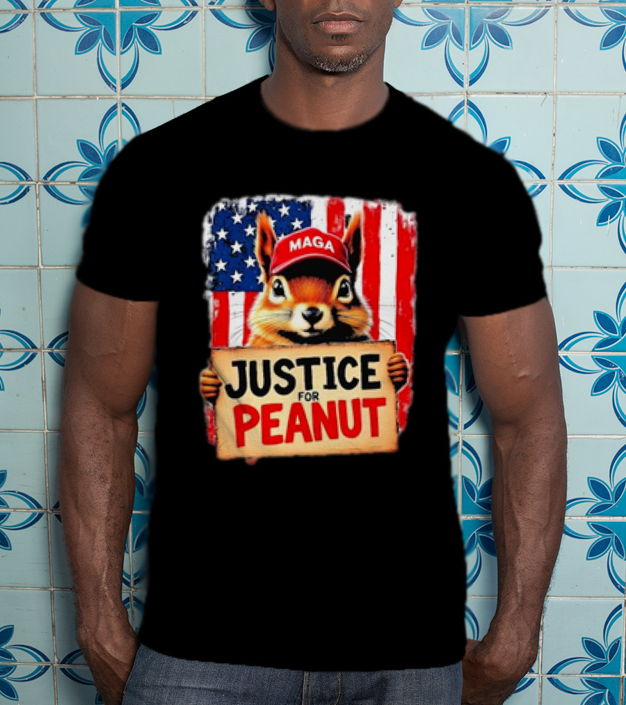 Justice For Peanut The Squirrel MAGA American Flag T-Shirt