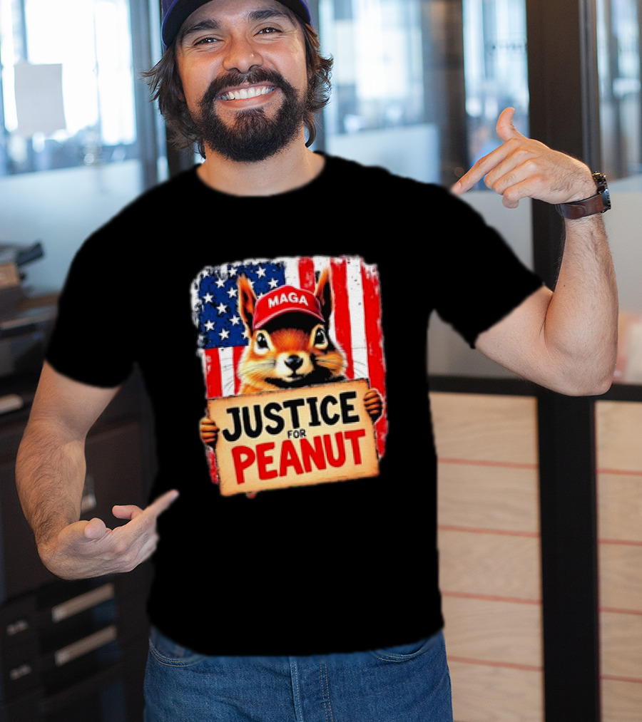 Justice For Peanut The Squirrel MAGA American Flag T-Shirt