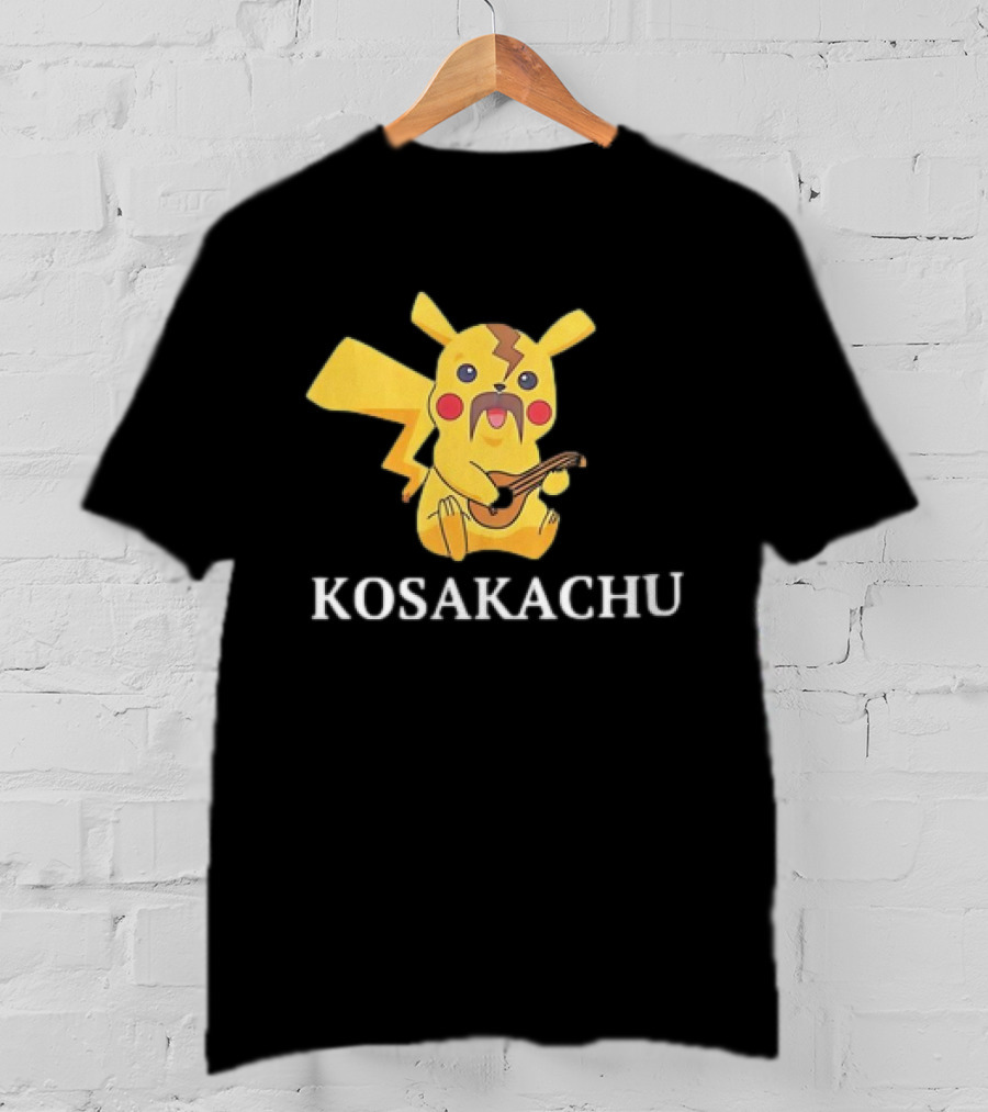 Kosakachu Pikachu Playing Guitar With Moustache T-Shirt