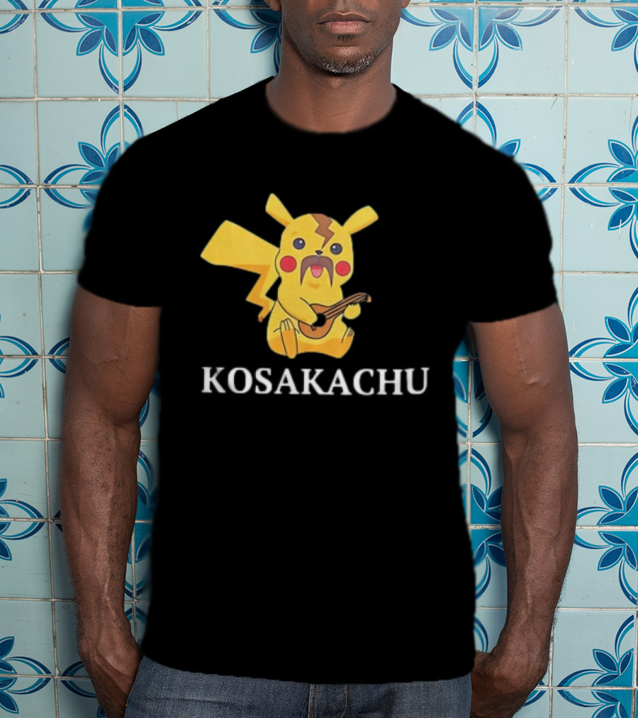 Kosakachu Pikachu Playing Guitar With Moustache T-Shirt