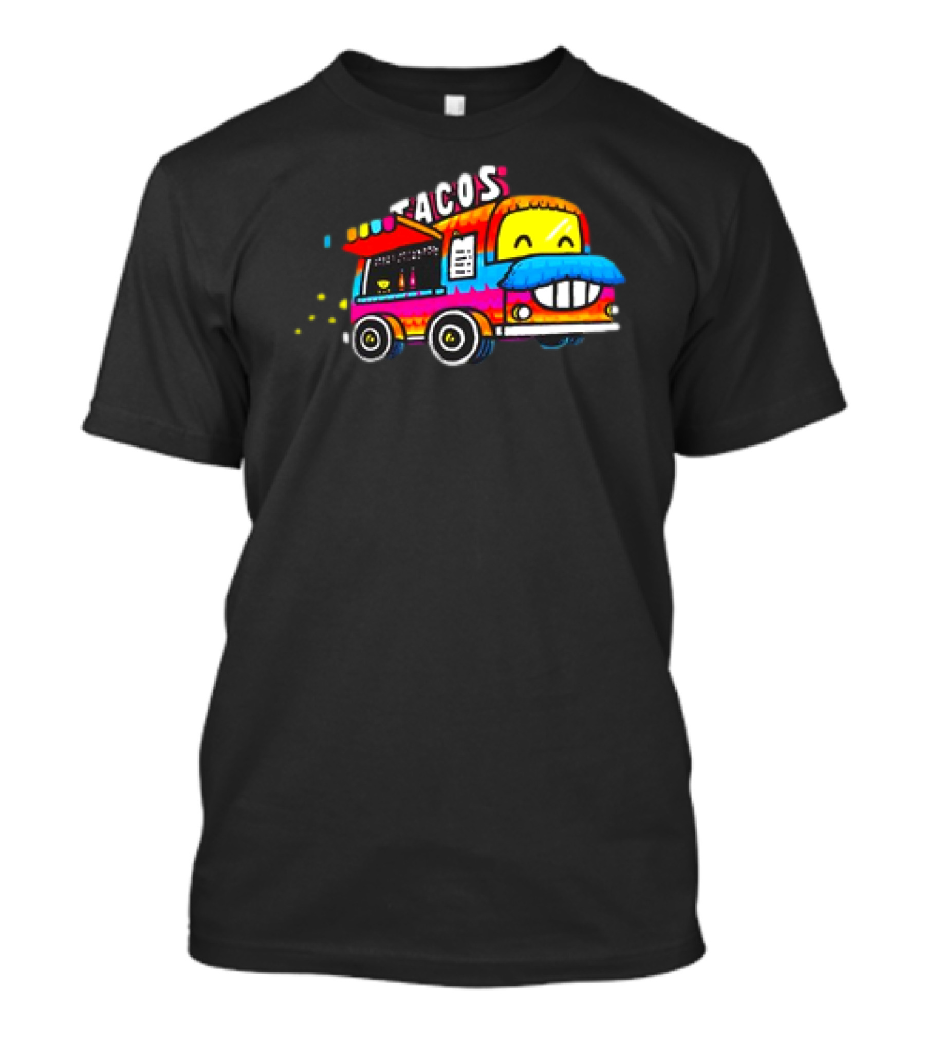 Tacos Tuesdays Colorful Food Truck With Happy Face T-Shirt