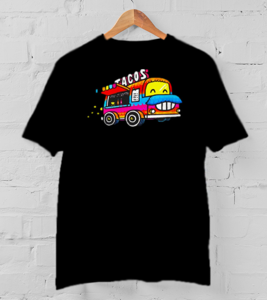 Tacos Tuesdays Colorful Food Truck With Happy Face T-Shirt
