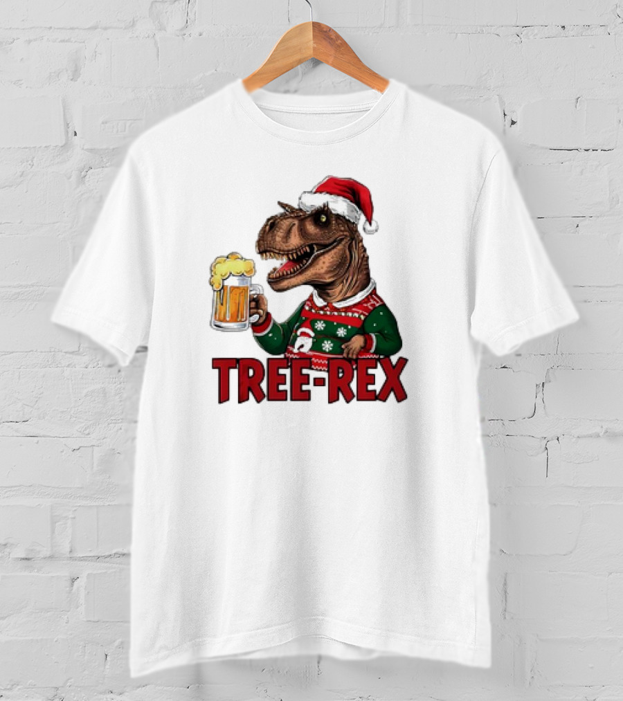 Christmas Tree-Rex Ugly Sweater Merry Beer Dinosaur Trex T-Shirt