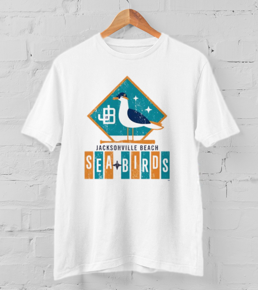 Hometown Collection Jacksonville Beach Sea Birds Logo With Geometric Diamond And Stylized Seagull T-Shirt