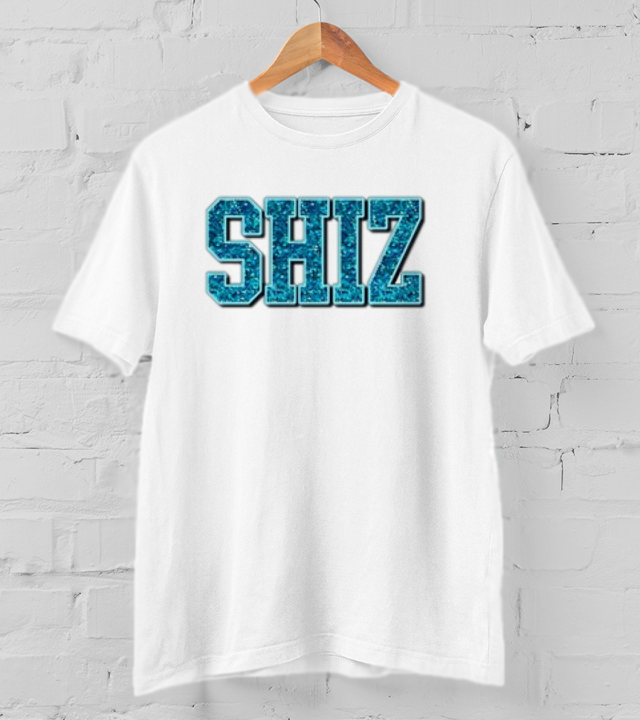 SHIZ Glitter Bold Blue Text T-Shirt