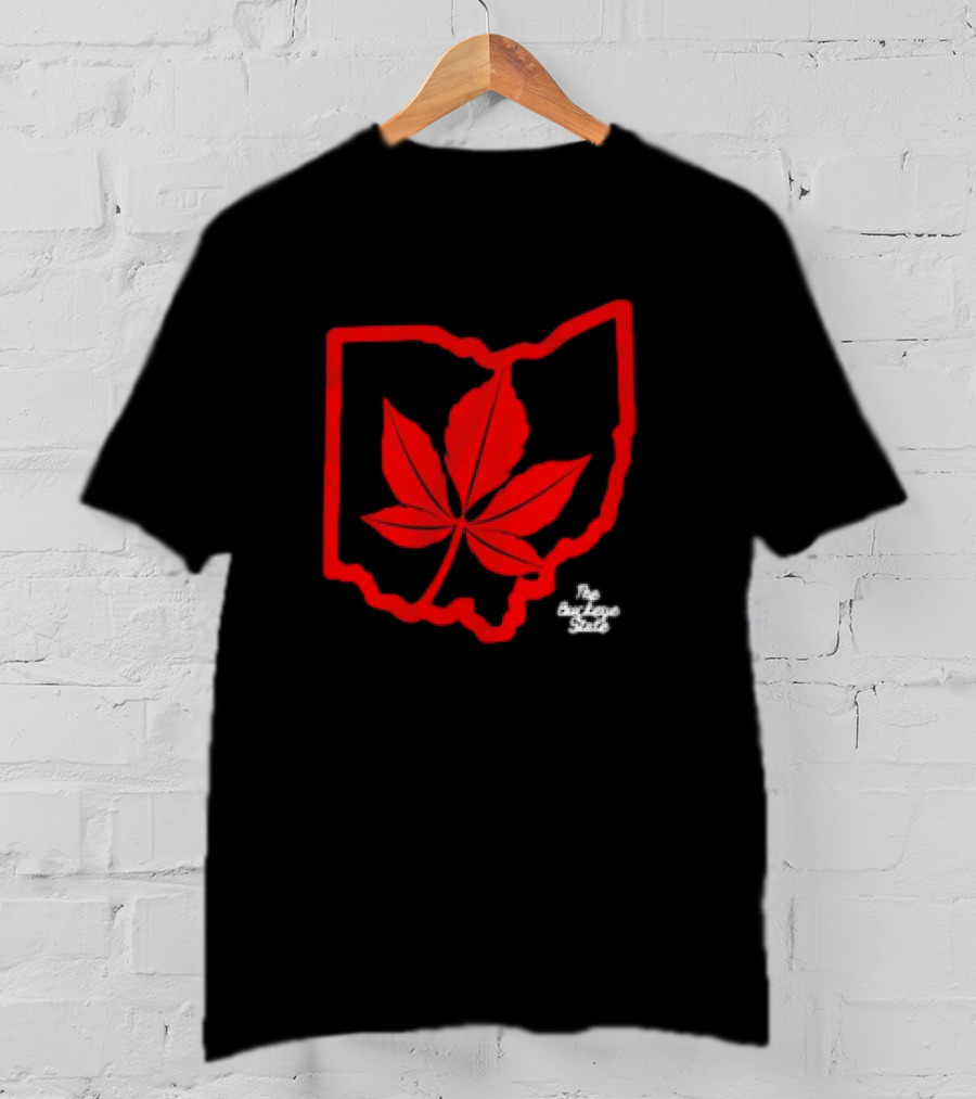 Ohio Red Buckeye Leaf State Charcoal T-Shirt
