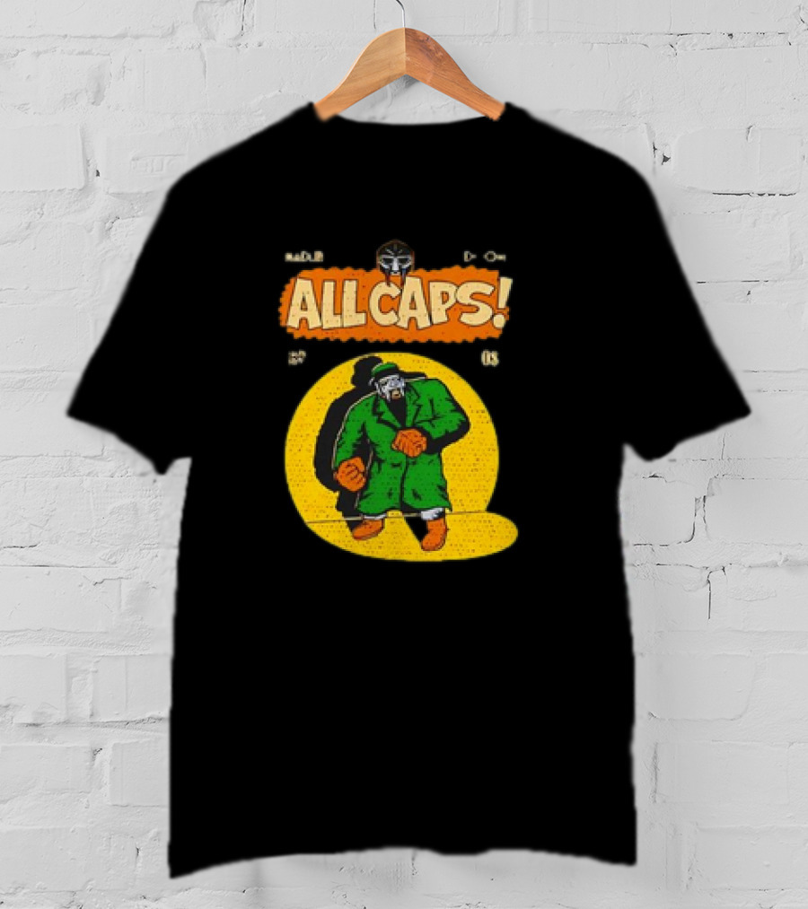 Madlib MF DOOM All Caps Cartoon Q Magazine Vintage Comic Style 2003 T-Shirt