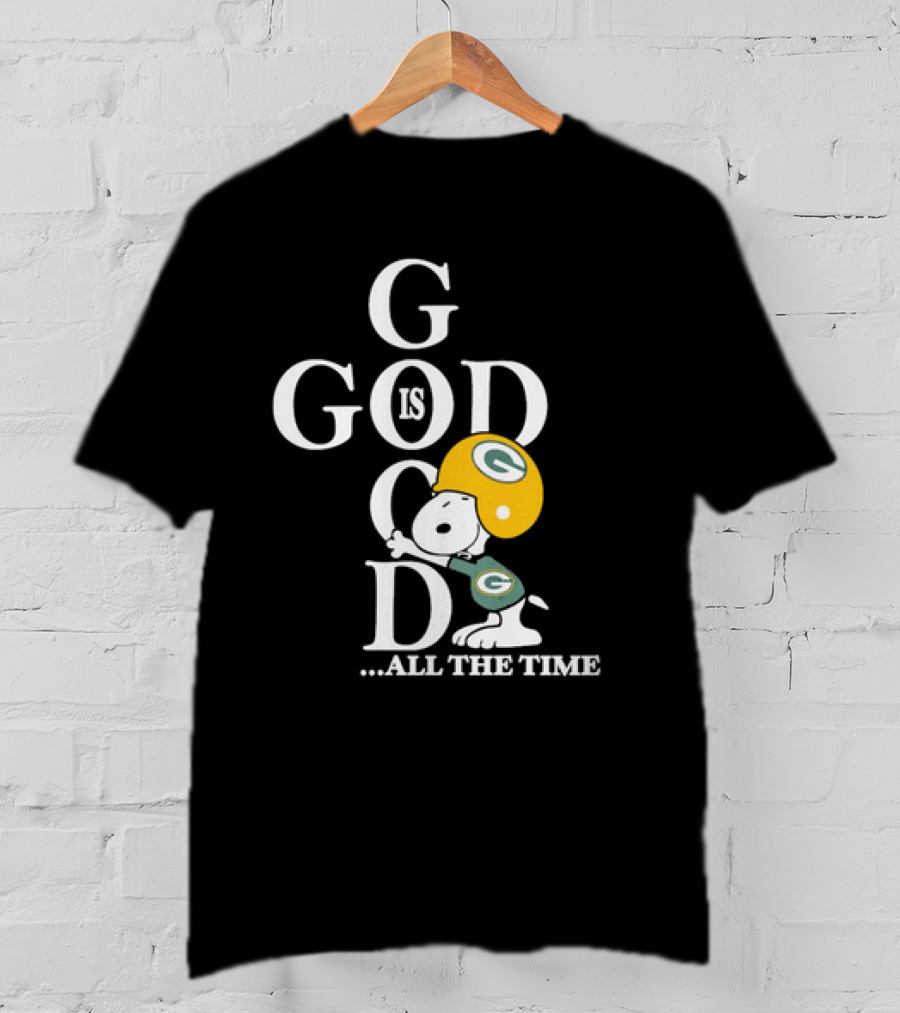 Green Bay Packers Snoopy God Is Good All The Time Football Helmet T-Shirt