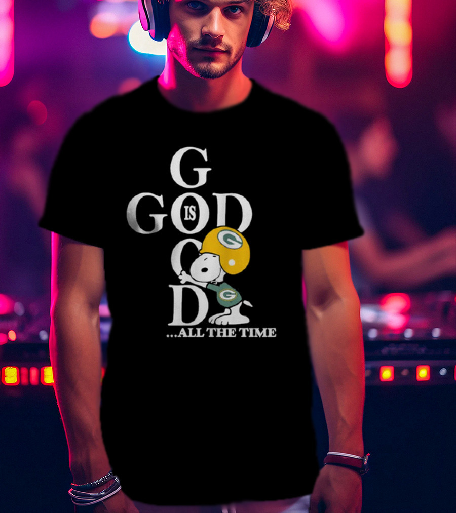 Green Bay Packers Snoopy God Is Good All The Time Football Helmet T-Shirt