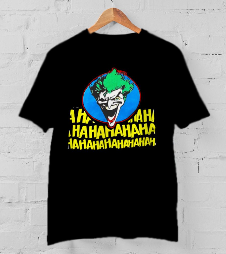 Joker DC Comics 1989 Hahahaha Vintage Iconic Laughing Face And Text T-Shirt